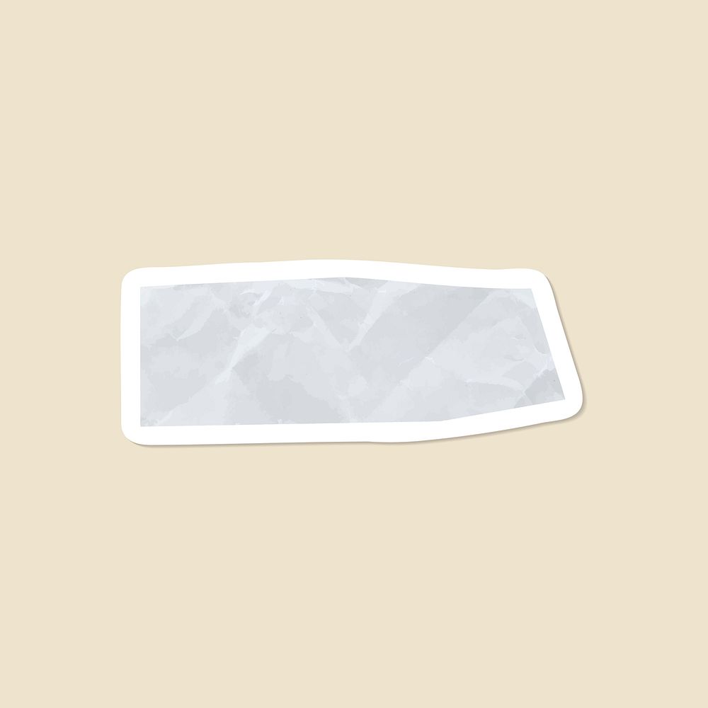Crumpled gray paper texture banner sticker illustration