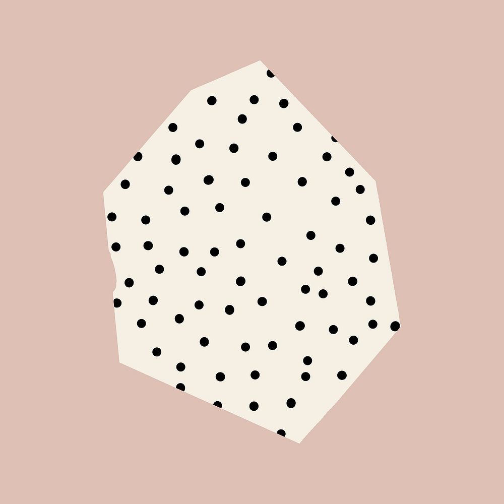 Black polka dots pattern on beige background badge illustration