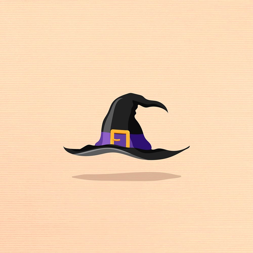 Black witch's hat element on pastel orange background vector