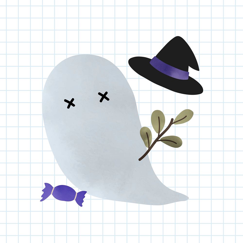Cute ghost Halloween design element vector