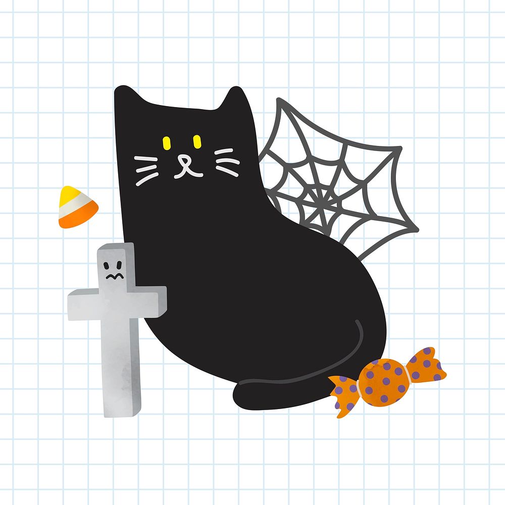 Cute black cat Halloween design element vector