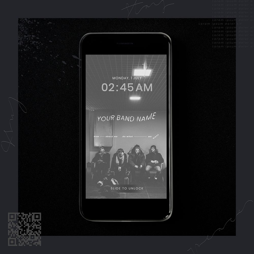 Boy band concert on a locked phone screen mockup