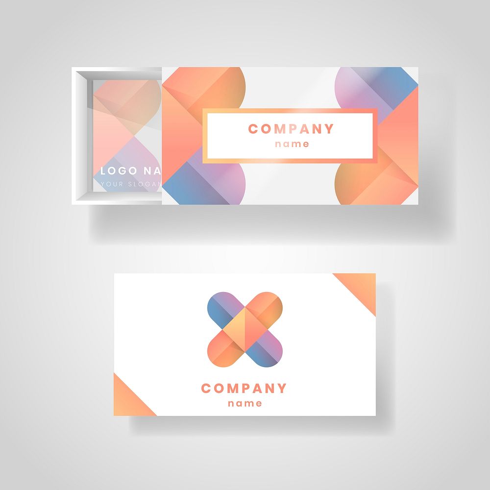 Orange business card design vector