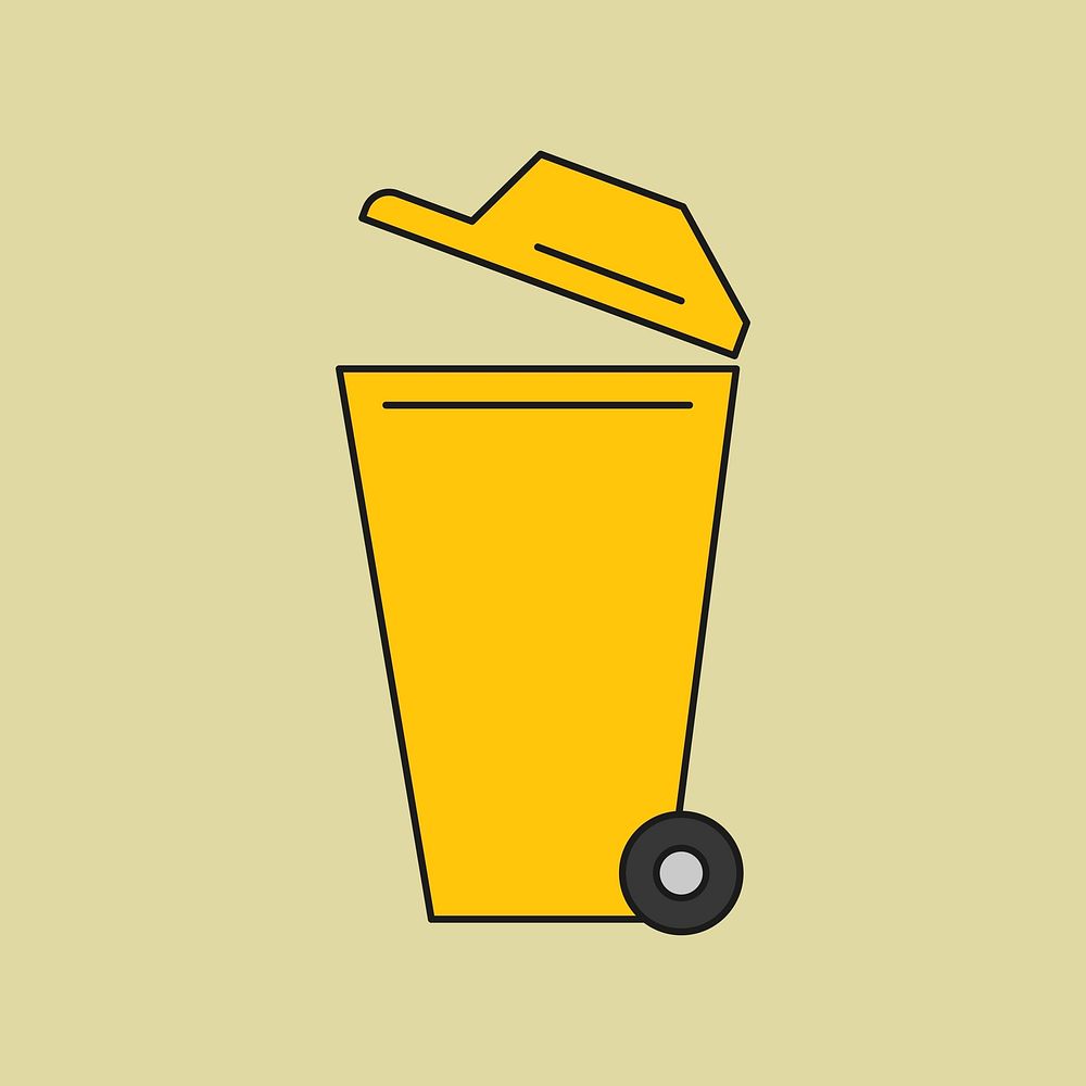 Yellow trash bin environment icon design element vector