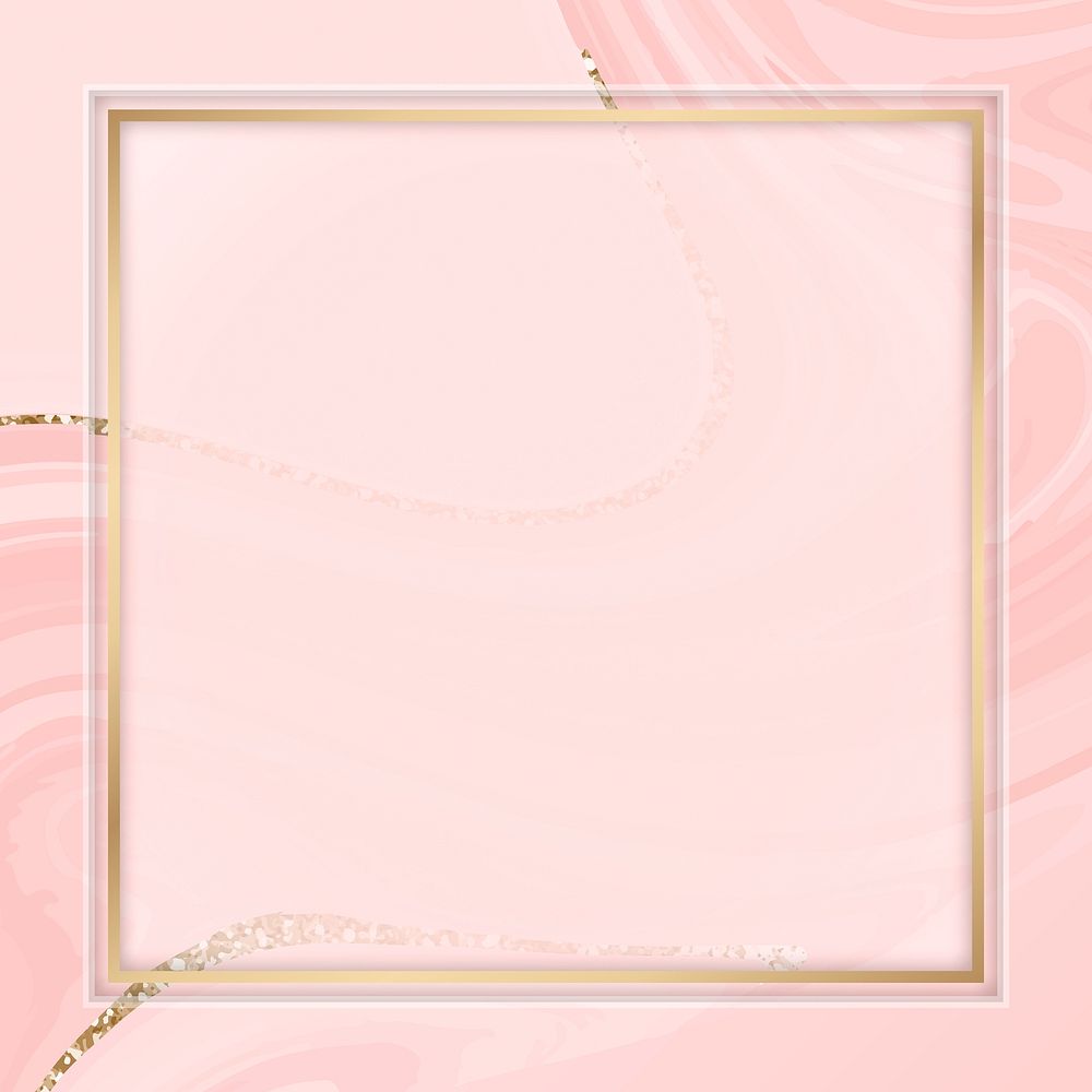 Gold frame on pink marble paint