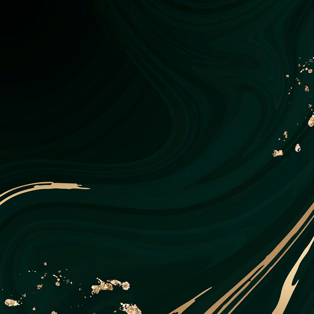 Gold and dark green fluid patterned background vector