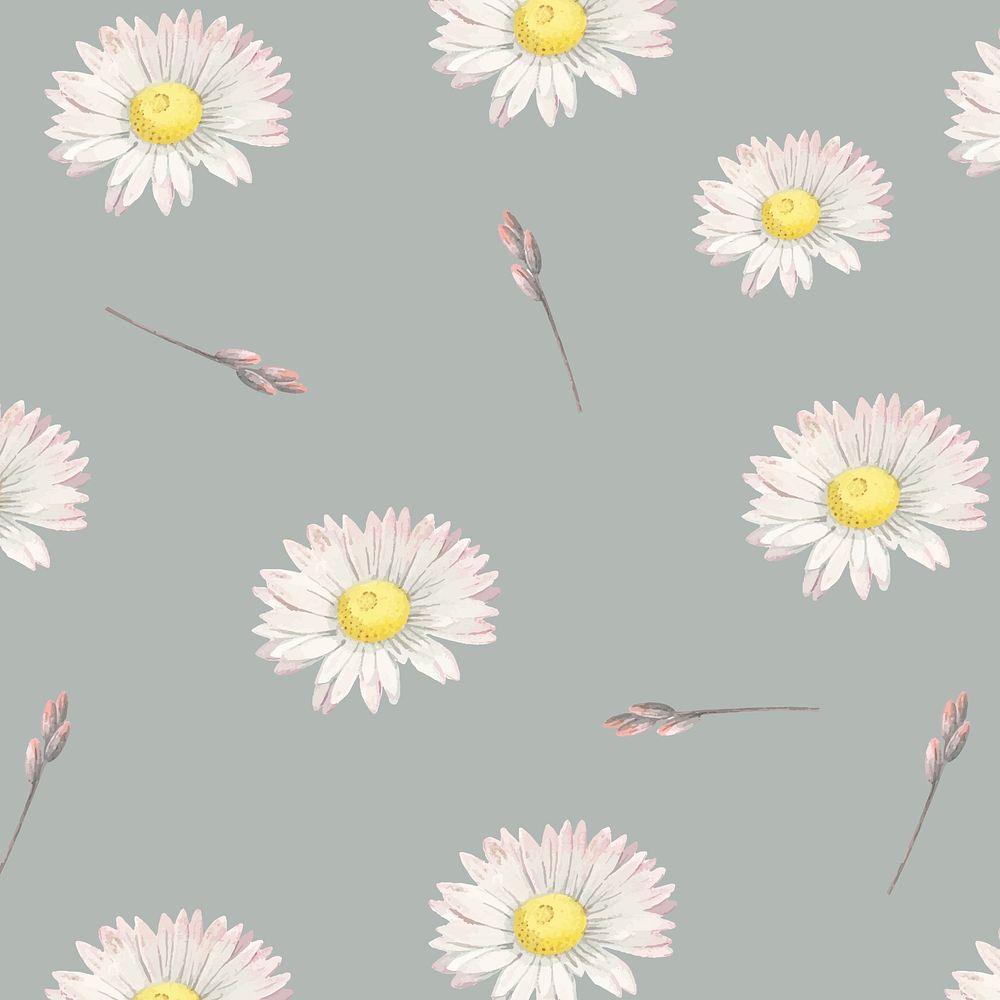 White daisy seamless pattern gray | Premium Vector - rawpixel