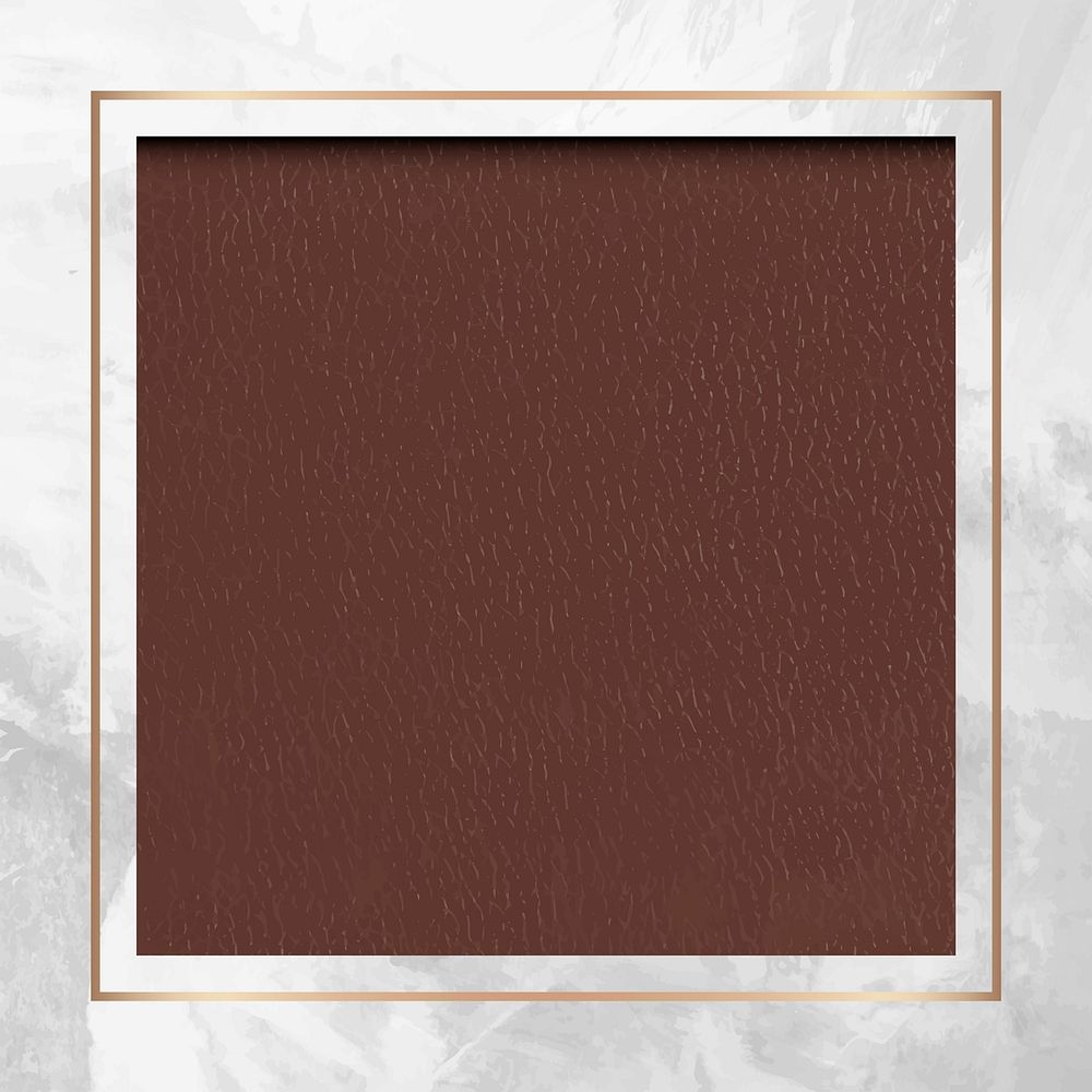 Gold frame with brown leather background vector