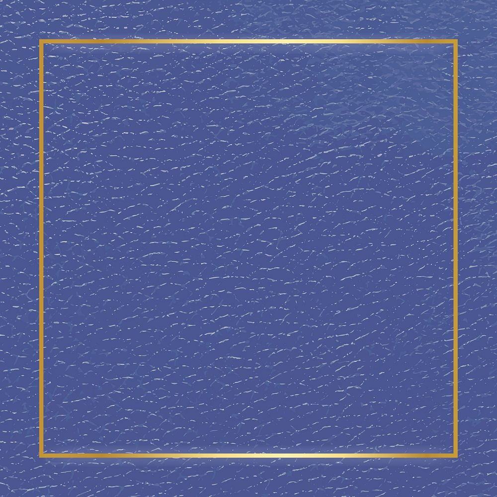 Gold frame on blue leather background vector