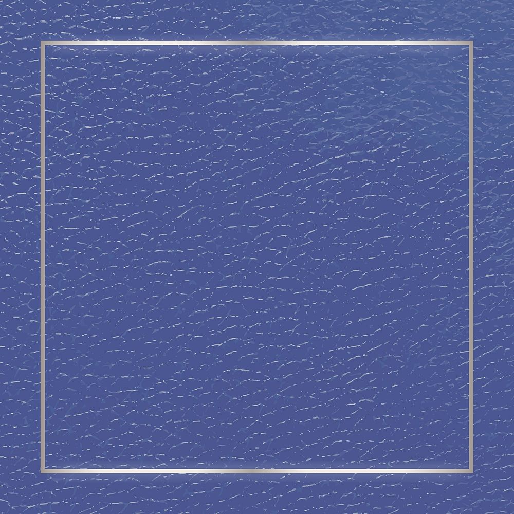 Silver frame on  blue leather background vector