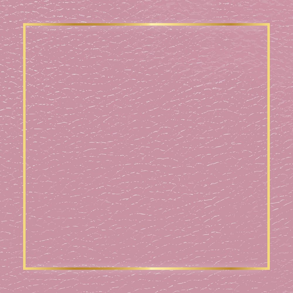 Gold frame on pink leather background vector