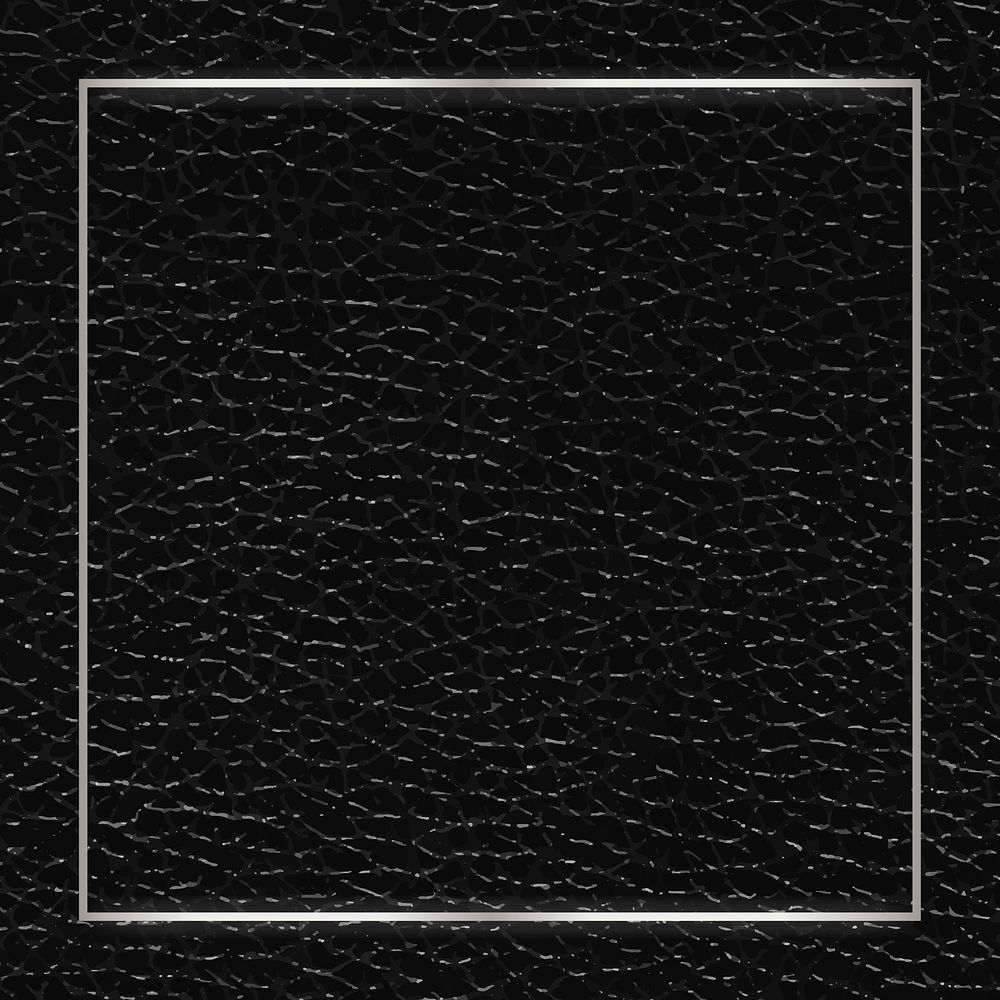 Silver frame on black leather background vector