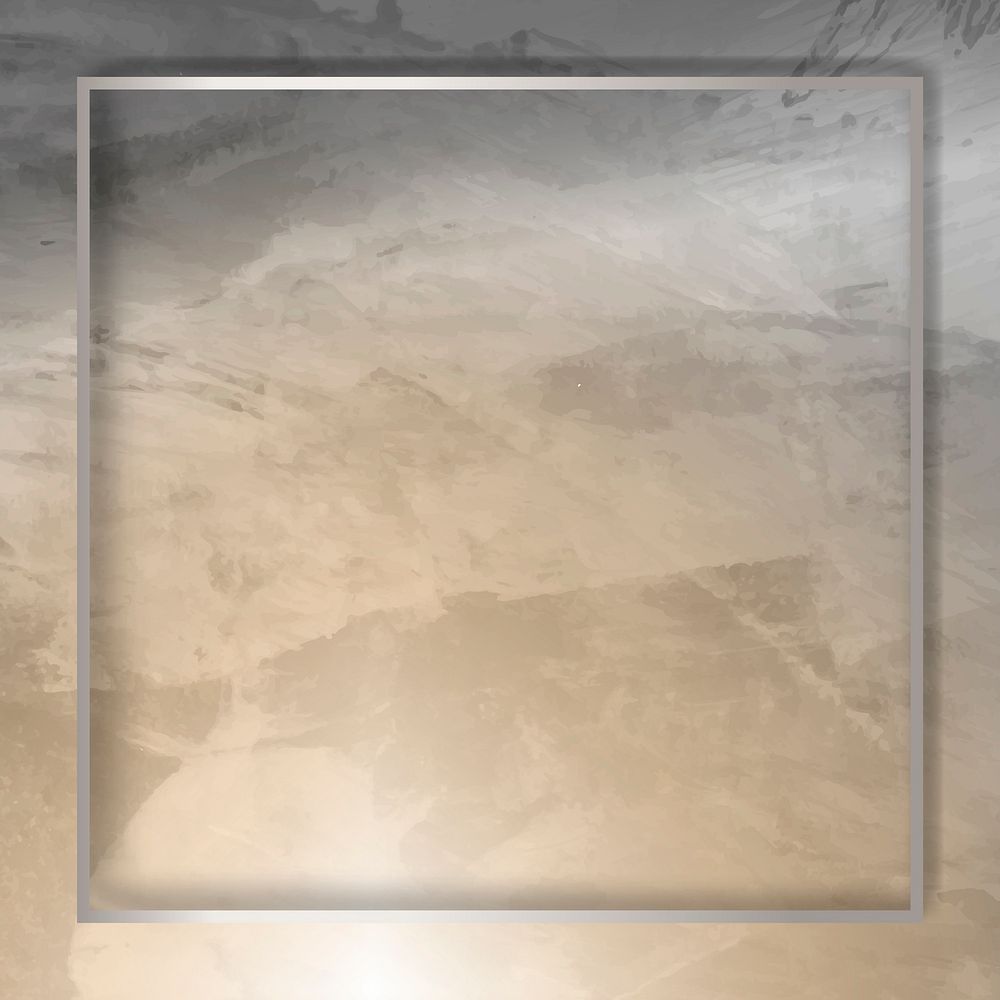 Square silver frame on gray concrete textured background vector