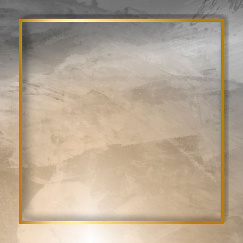 Square gold frame on gray concrete textured background vector