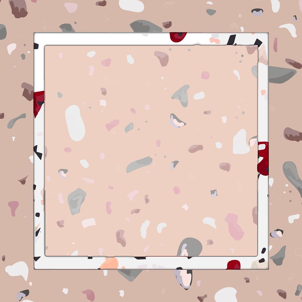 White frame on Terrazzo pattern background vector