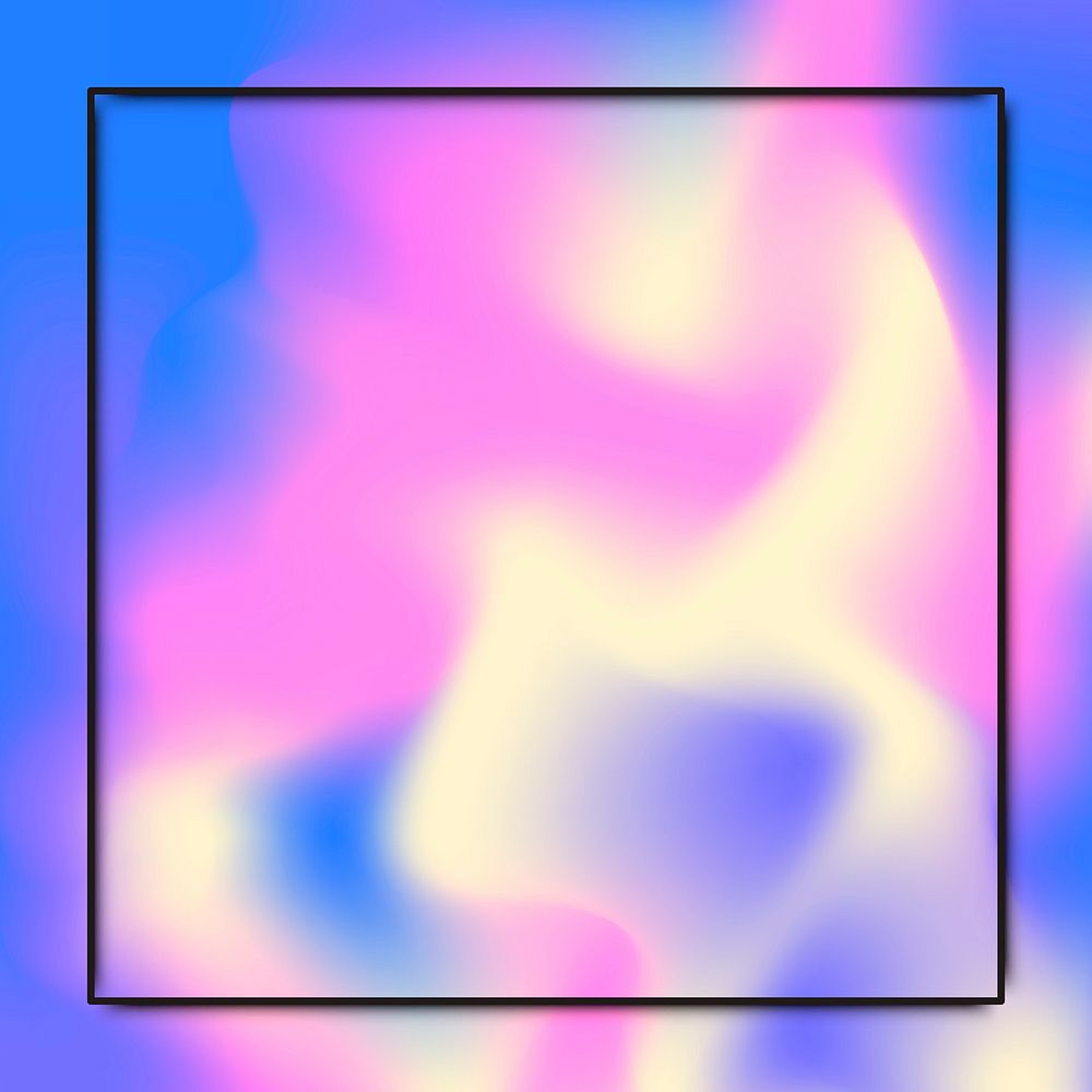 Black frame on pastel holographic pattern background vector