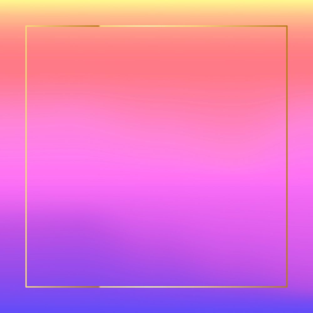 Gold frame on pink and purple holographic pattern background vector