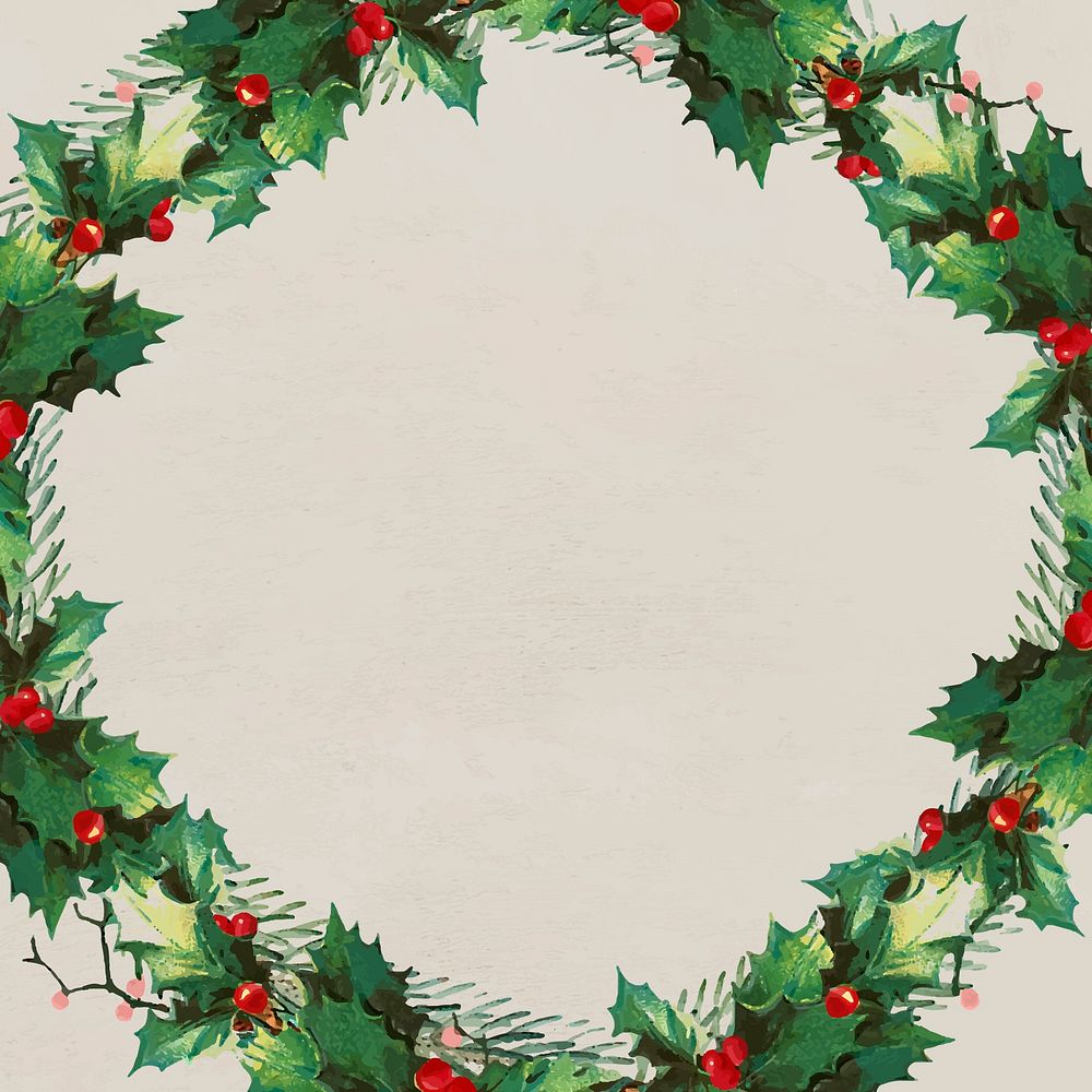 Blank festive christmas wreath social ads template vector