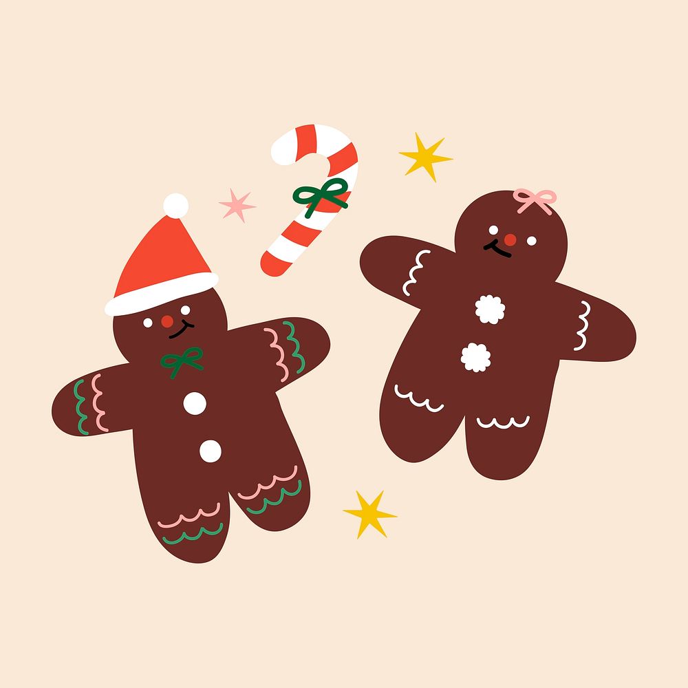 Festive Christmas gingerbread man social ads template vector