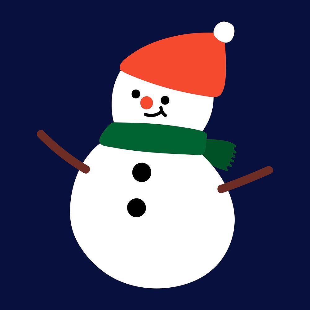 Festive snowman with Santa hat social ads template vector