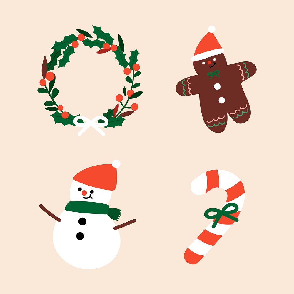 Festive decorative Christmas elements set vector