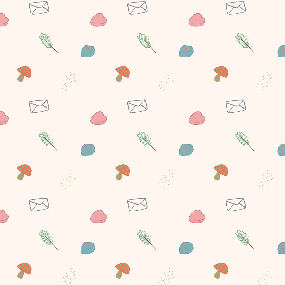 Autumn doodles seamless patterned background