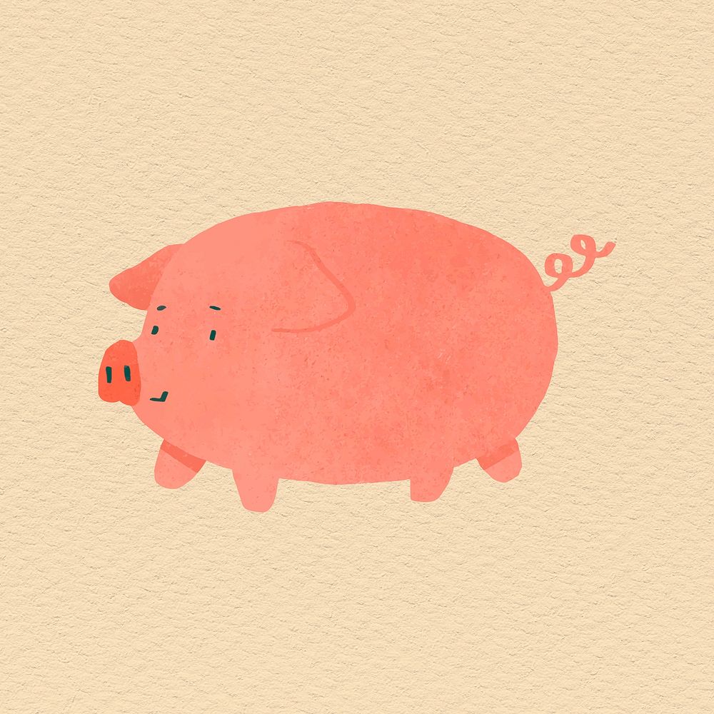Hand drawn pig on beige background illustration