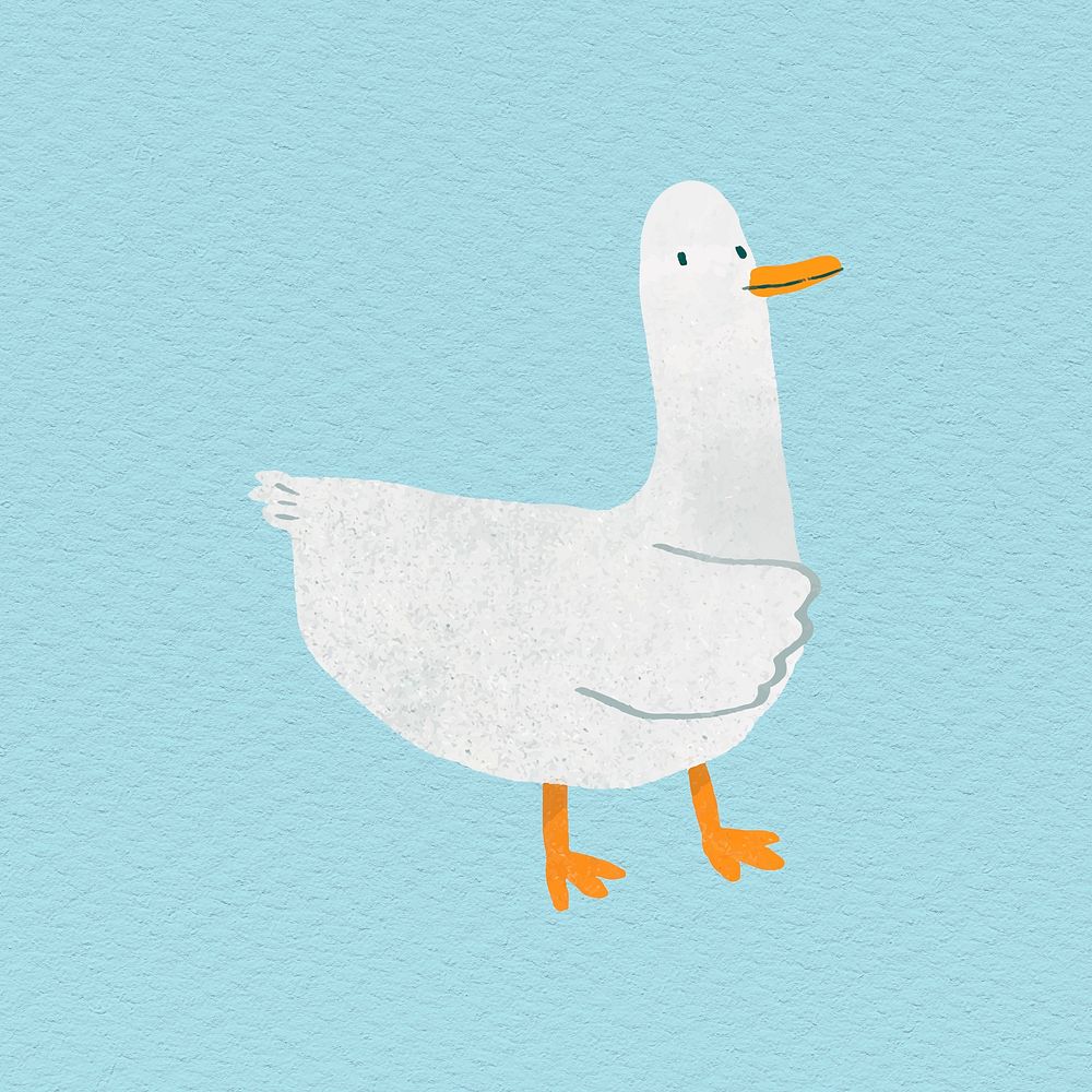 Hand drawn duck on blue background illustration