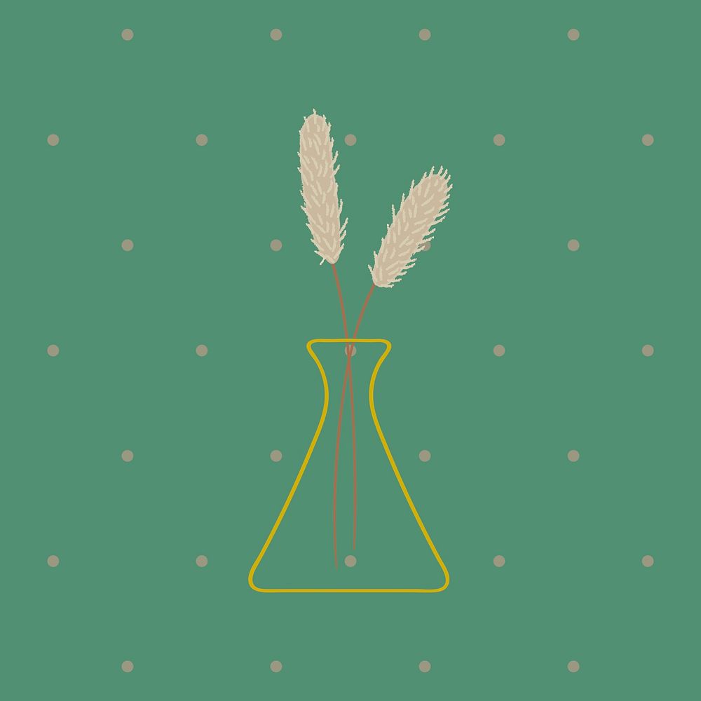 Phalaris grass doodle in a flask on green background