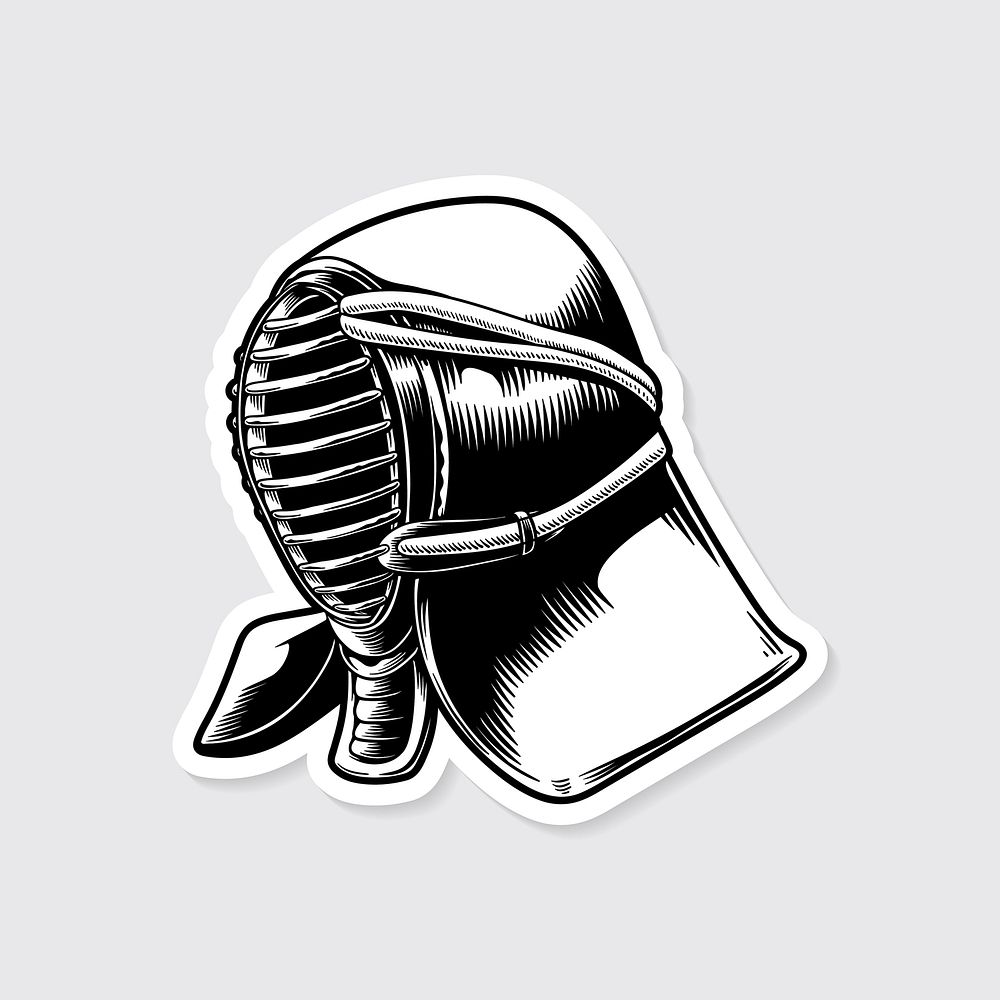 Japanese Kendo mask sticker with white border vector