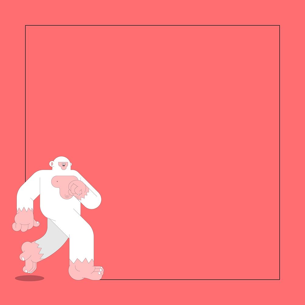 Yeti Halloween character frame on red background vector