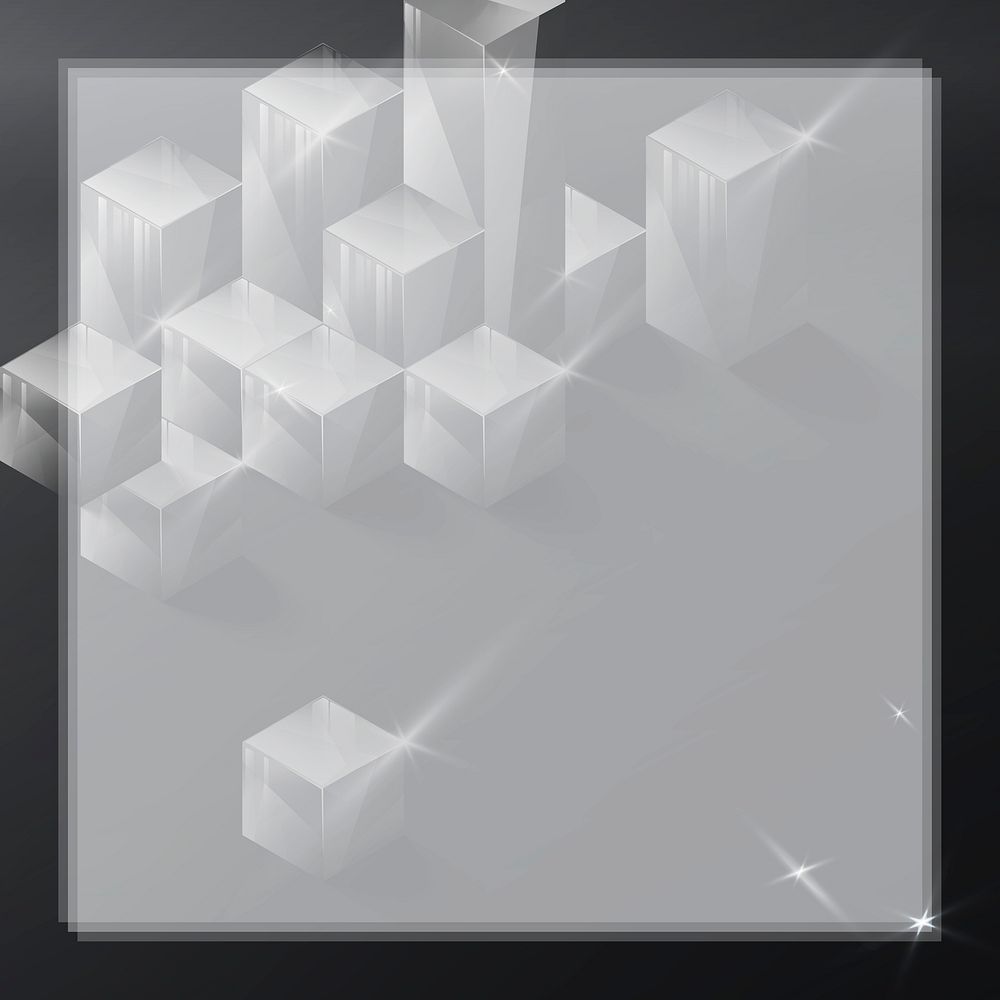 3D cube abstract frame design vector
