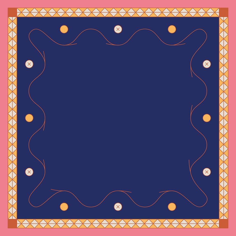 Ethnic geometrical patterned blank blue frame vector