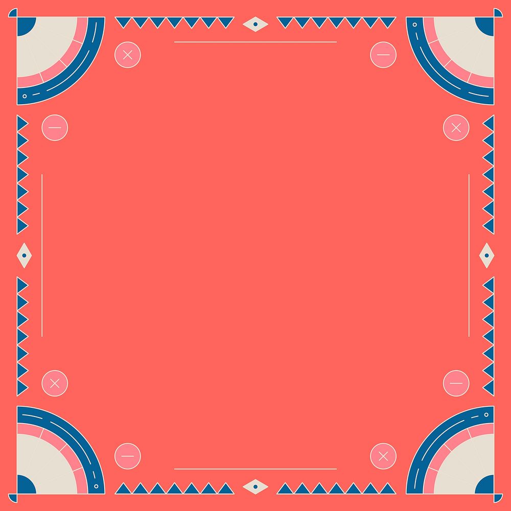 Ethnic geometrical patterned bright pink frame vector