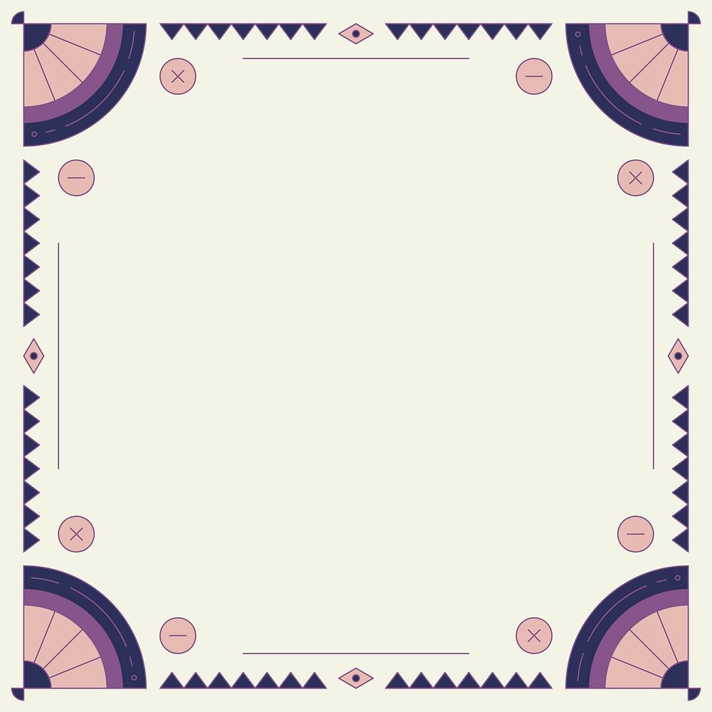 Ethnic geometrical patterned blank purple frame vector