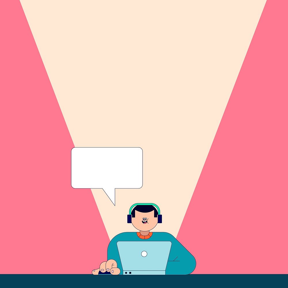 Illustration of young man texting on laptop vector