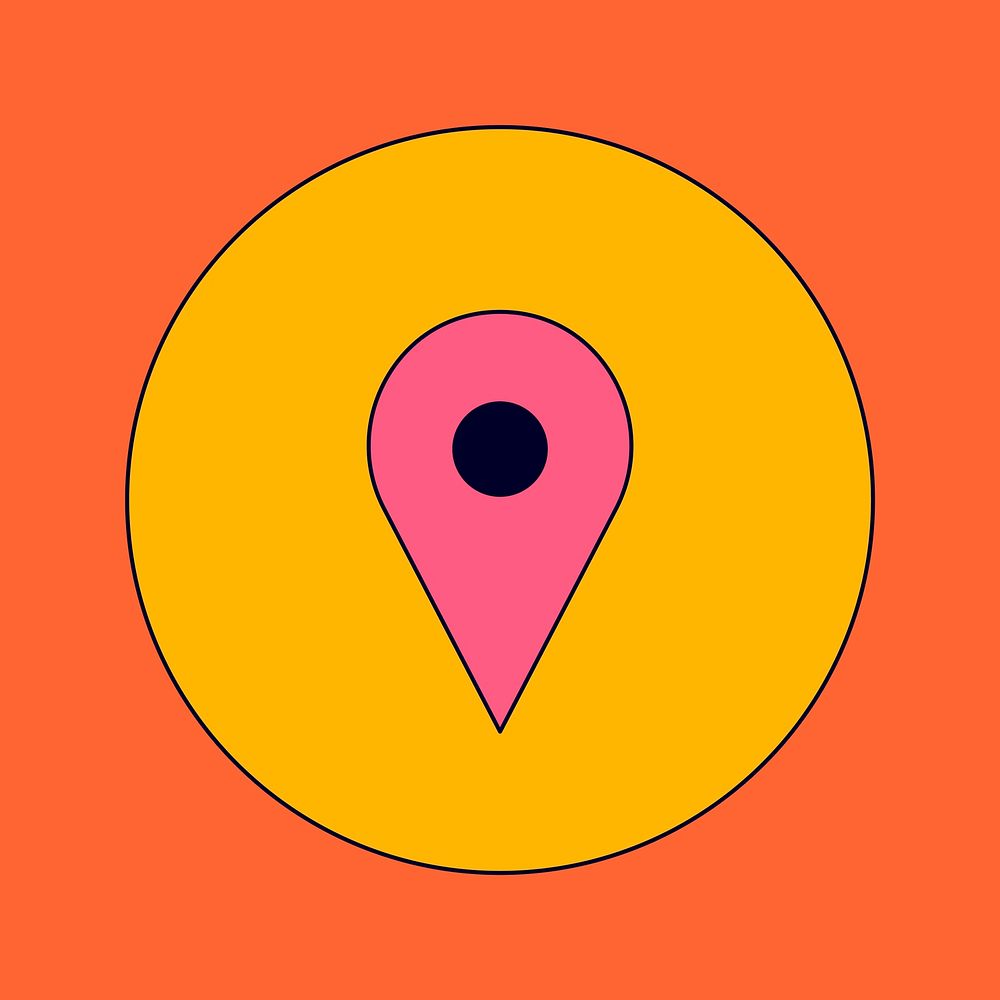Map pin icon isolated on orange background vector