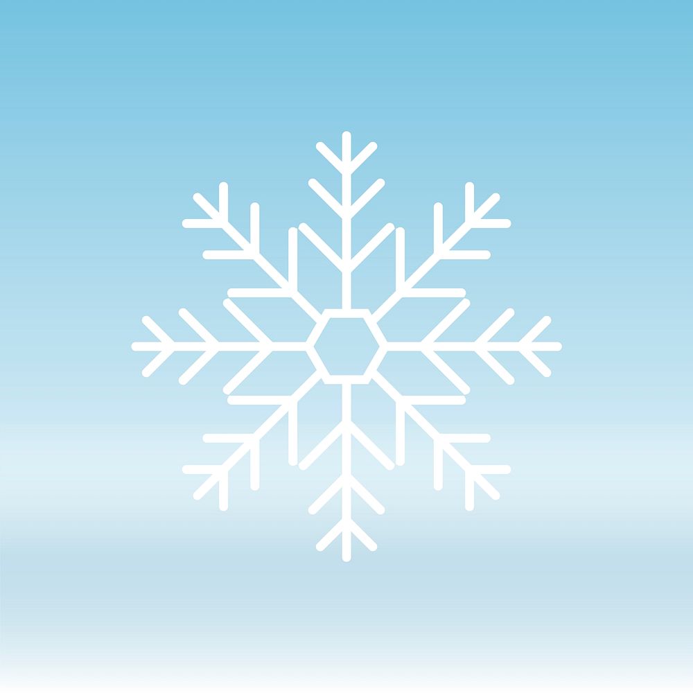 White snowflake element on blue background vector