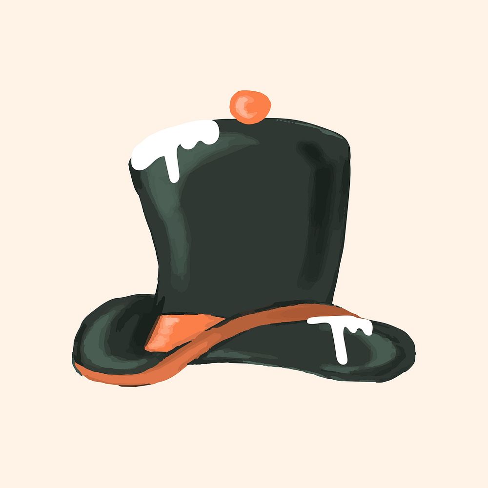 Black Snowman top hat element vector