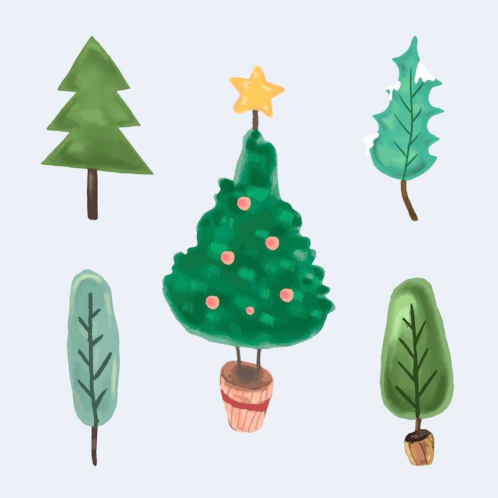 Cute Christmas elements illustration set