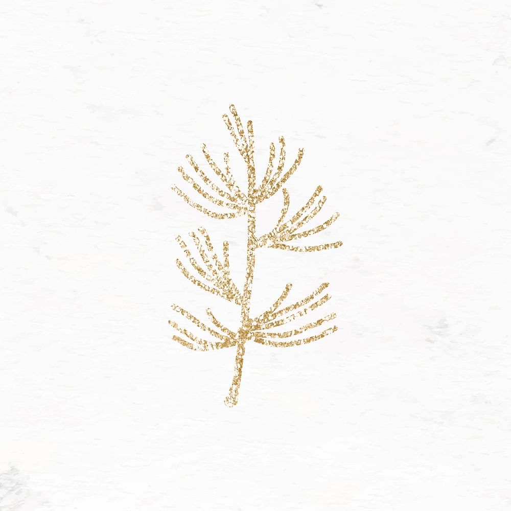 Glittery pine branch element vector