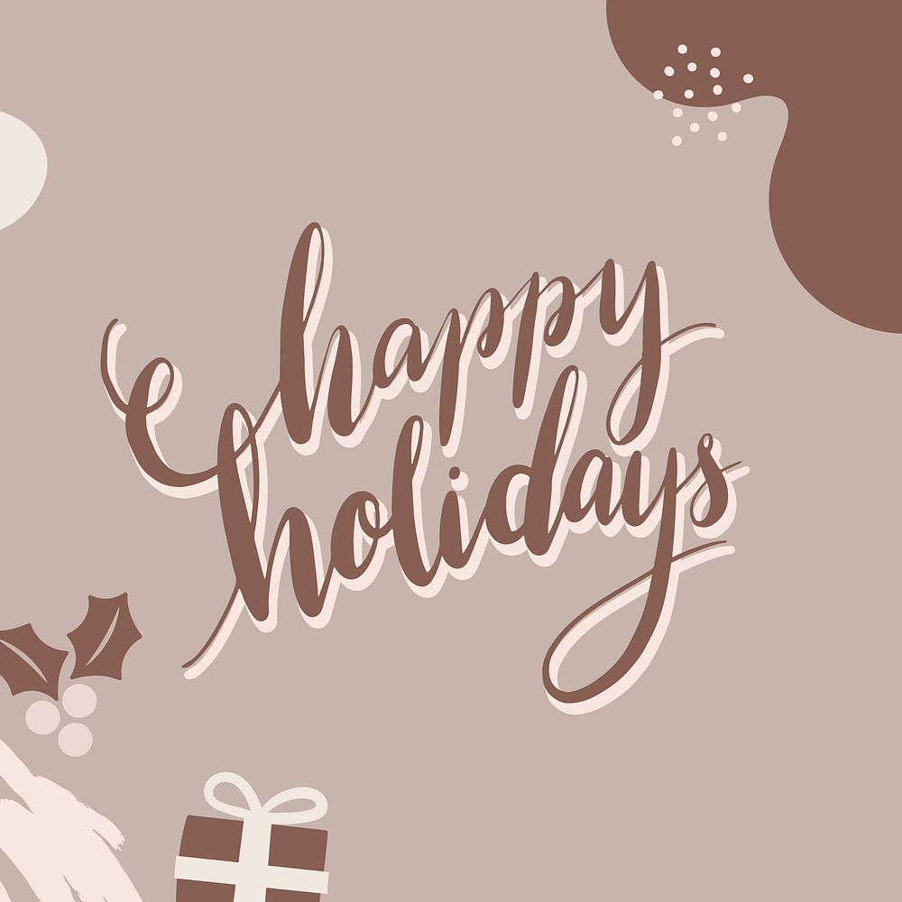 Festive happy holidays social ads template vector