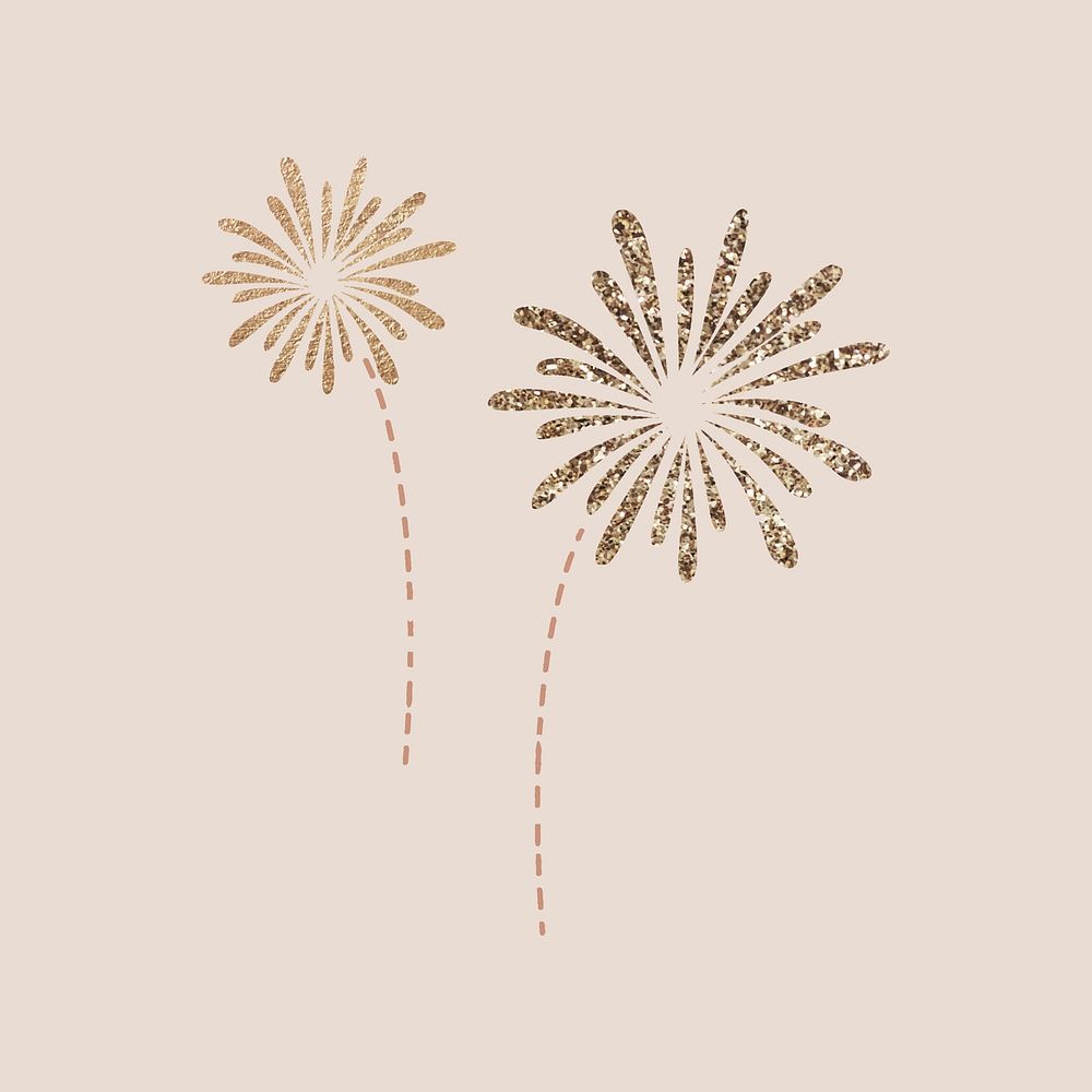New Year fireworks doodle on beige background