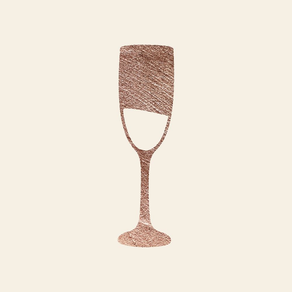 New Year wine glass doodle on cream background vector