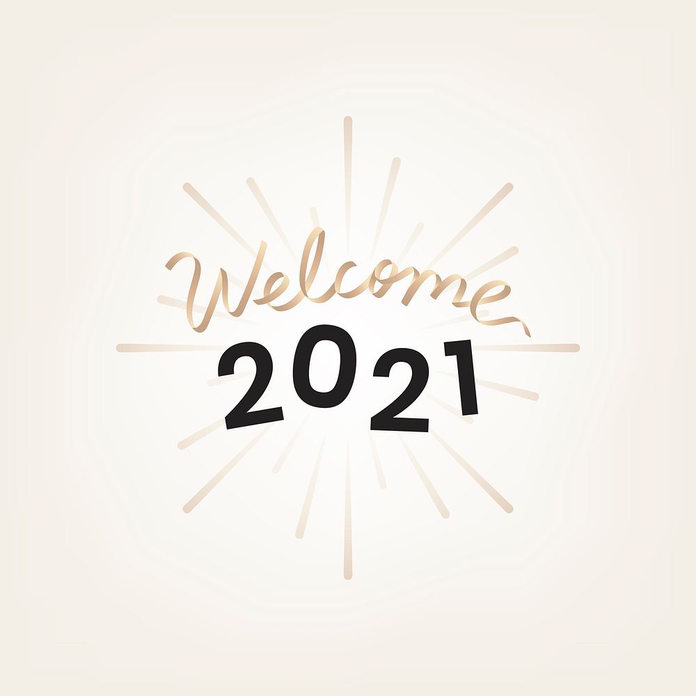 Golden welcome typography 2021 vector