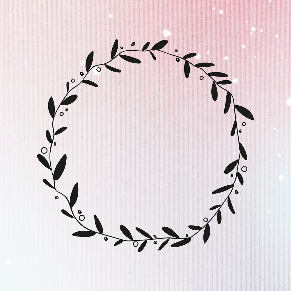 Black wreath on pastel background illustration