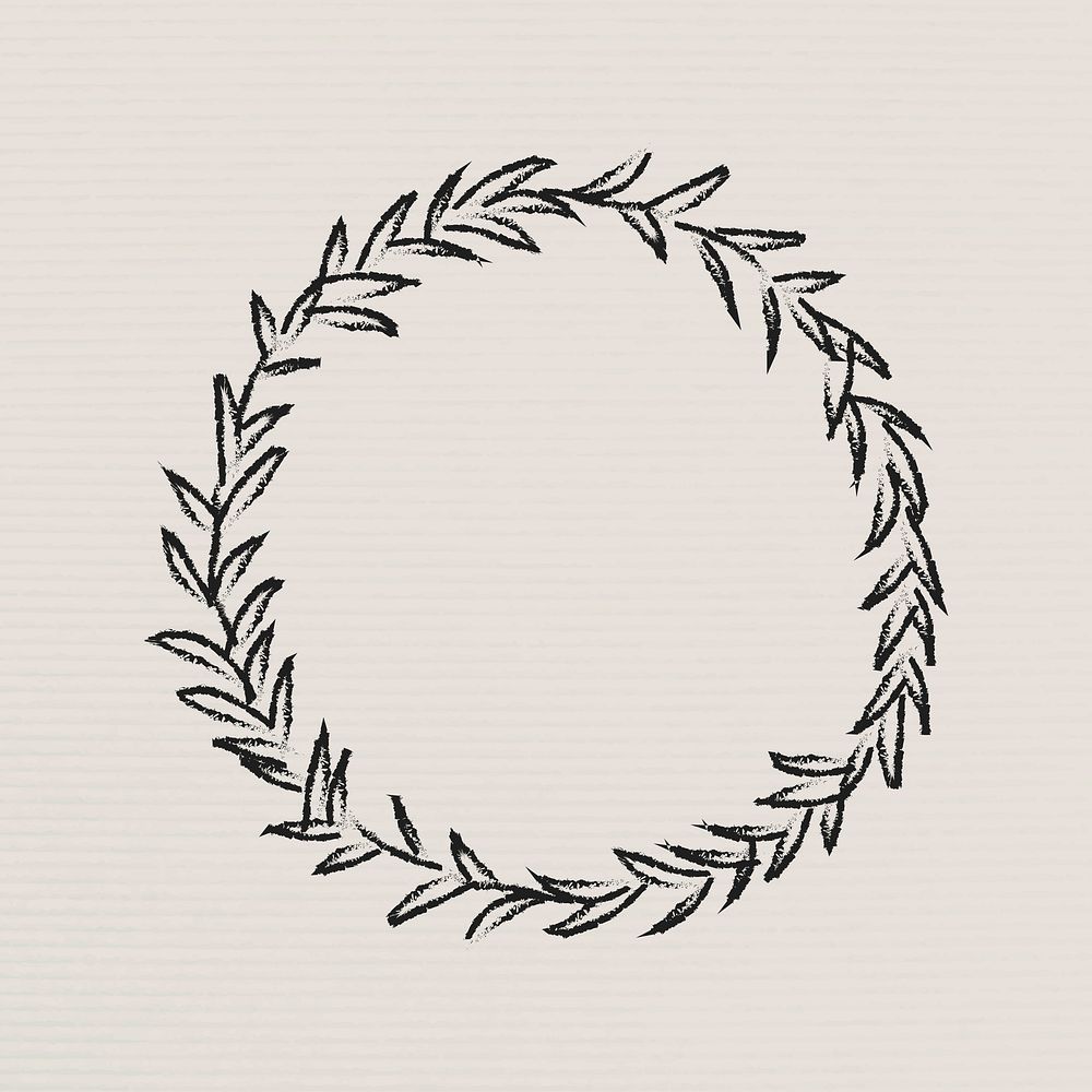 Black wreath on beige background