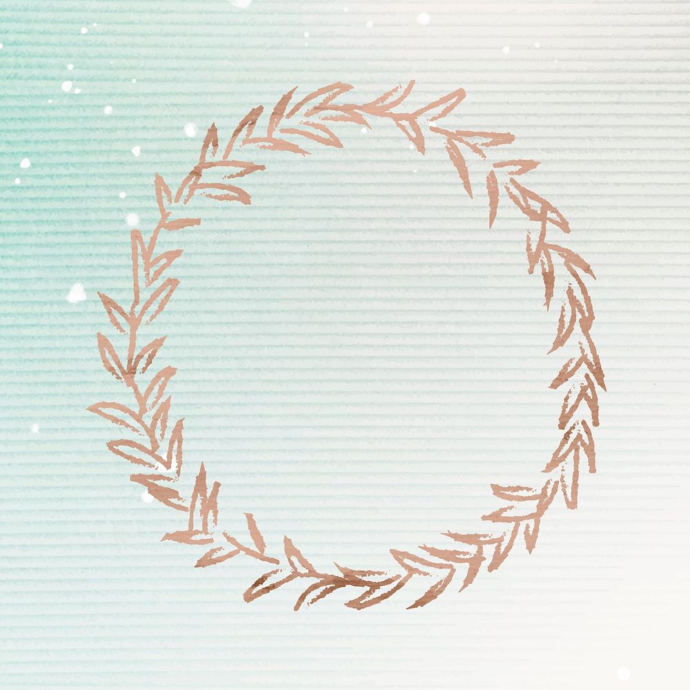 Bronze wreath element on green background illustration