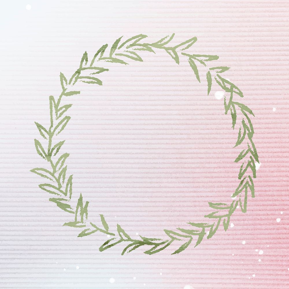 Green wreath on pink background vector