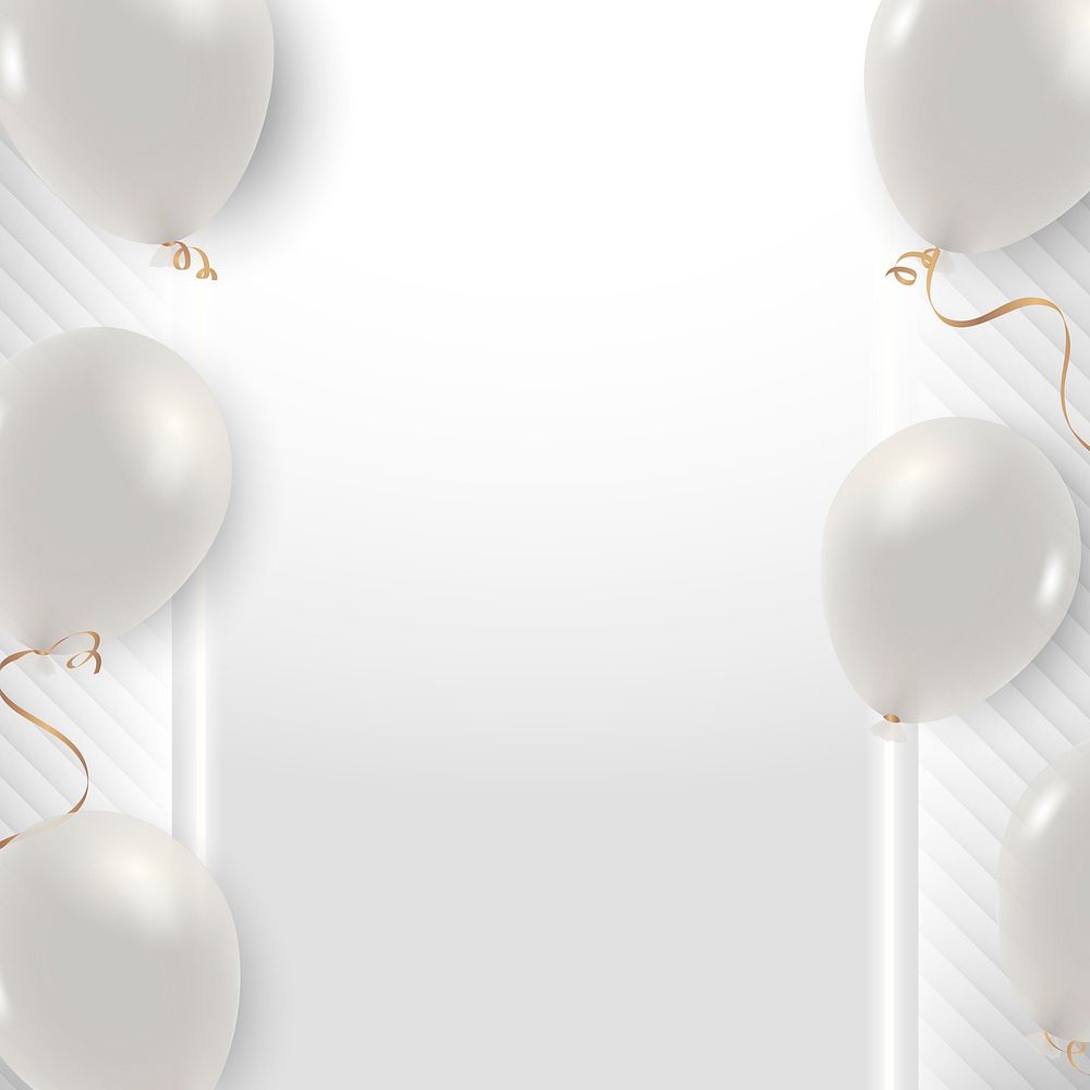 Minimal white balloons border frame